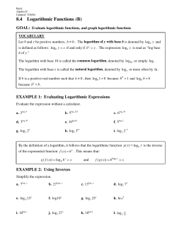 8.4 Logarithmic Functions (B)