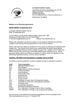 Weekly List of Planning Applications WEEK ENDING 19 September
