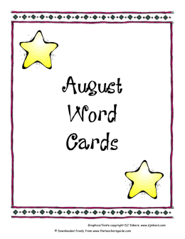 August Word Cards - The Teacher`s Guide