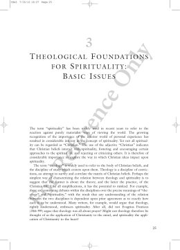 Chapter 3: Theological Foundations for Spirituality: Basic Issues