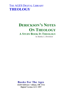 Derickson - Notes On Theology