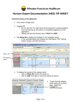 Horizon Expert Documentation (HED) TIP SHEET