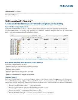 McKesson Quality Monitor™ A solution for real