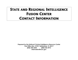 state and regional intelligence fusion center contact information