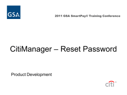 CitiManager Reset Password