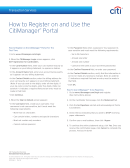 How to Register on and Use the CitiManager® Portal