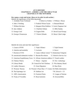 AP US HISTORY CHAPTER 23 – AMERICA AND THE GREAT WAR