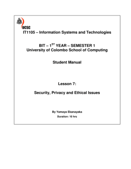 Security, Privacy and Ethical Issues