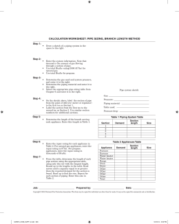 calculation worksheet: pipe sizing, branch length method