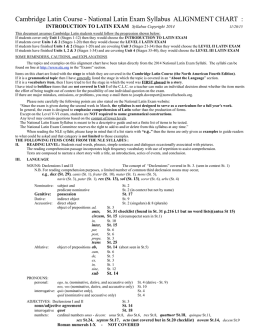 Cambridge Latin Course - National Latin Exam Syllabus