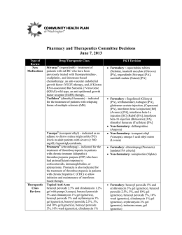 Pharmacy and Therapeutics Committee Decisions June 7, 2013