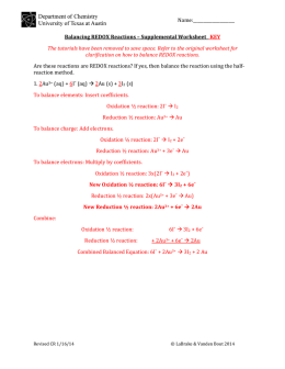 Balancing REDOX Reactions