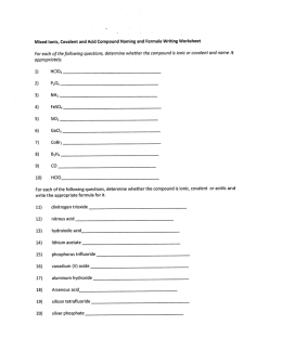 Mixed ionic, Covalent and Acid Compound Naming and Formula