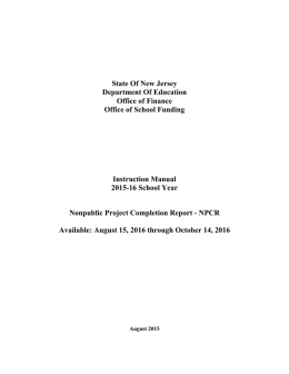 State Of New Jersey Department Of Education Office of Finance