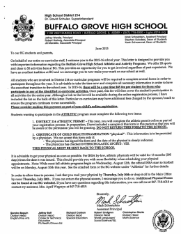Co-Curricular Registration Letter - Township High School District 214