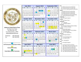 2016-2017 School Calendar - Anderson School District Three