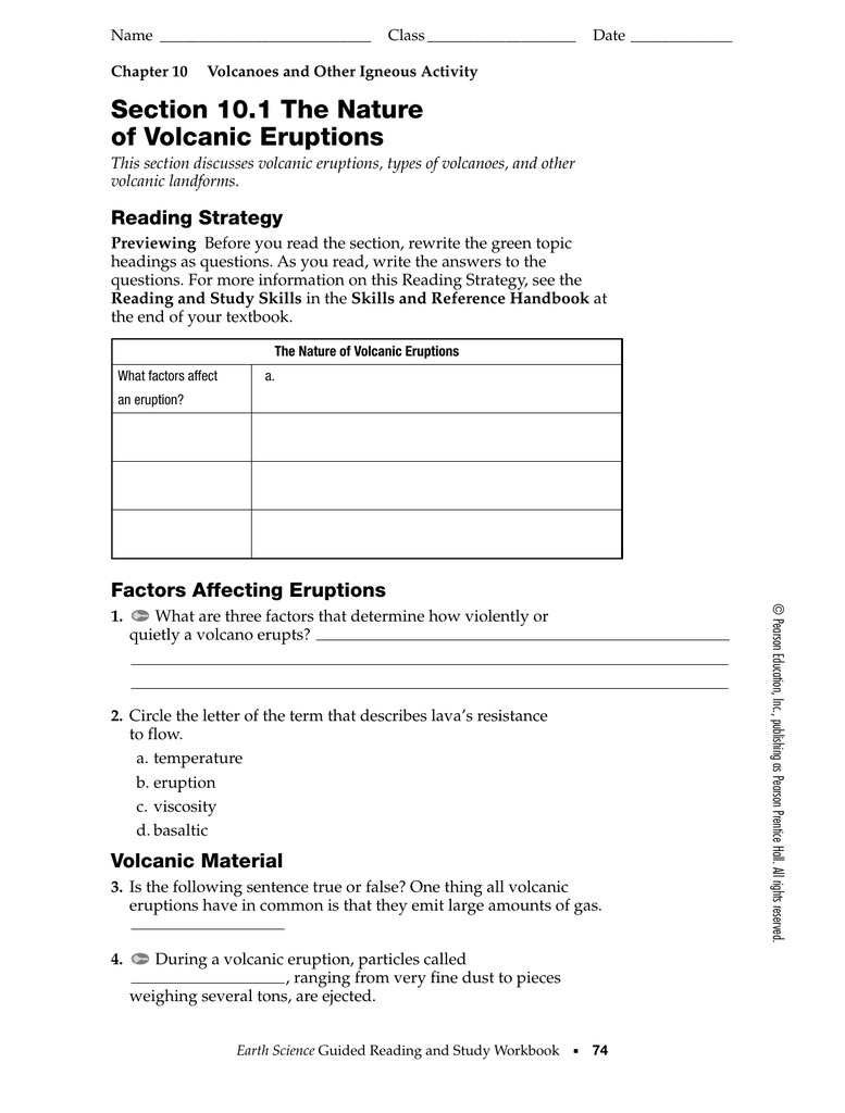Section 10 1 The Nature Of Volcanic Eruptions