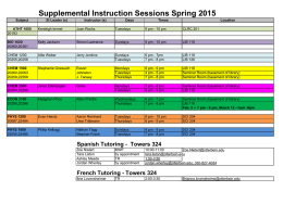 Supplemental Instruction Sessions Spring 2015