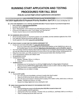 running start application and testing procedures for fall 2014