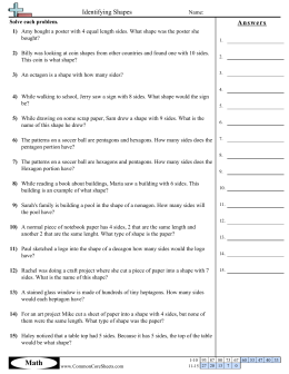 Identifying Shapes - Common Core Sheets