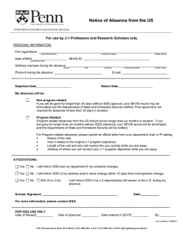 Notice of Absence from the US