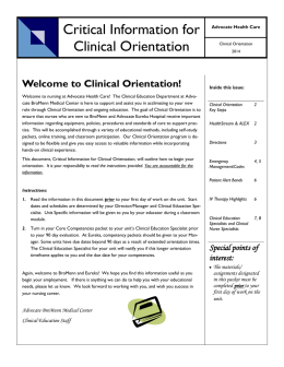 Critical Information for Clinical Orientation