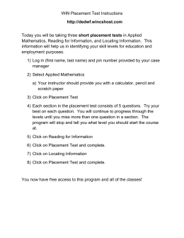 WIN Placement Test Instructions