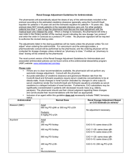 Renal Dosage Adjustment Guidelines for Antimicrobials The
