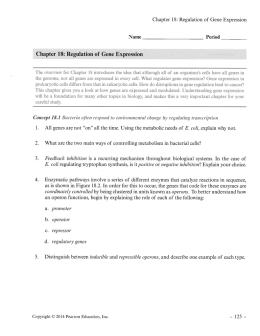, Chapter 18: Regulationof Gene ExpreSsiOn