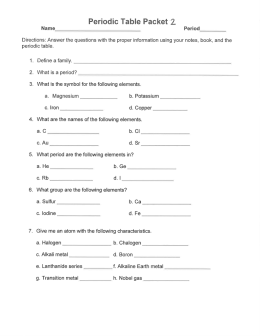12/1/15- Periodic Table Packet 2