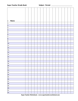 Printable Gradebook - Super Teacher Worksheets