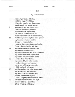 Sick and My Favorite Day poems worksheets