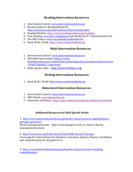 Intervention Resources Reading and Math