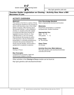 How a Bill Becomes A Law ACTIVITY OVERVIEW