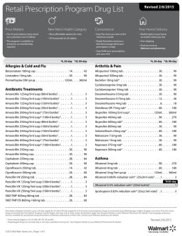 Retail Prescription Program Drug List