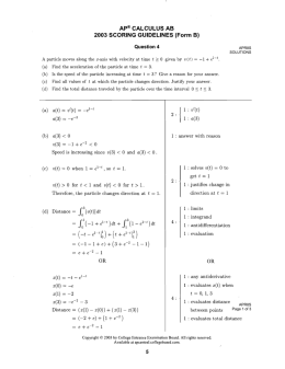 AP@ CALCULUS AB 2003 SCORING GUIDELINES (Form B) (b) 43