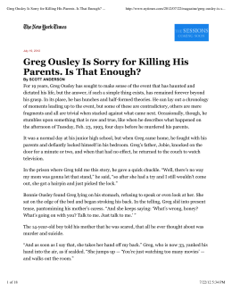 Greg Ousley Is Sorry for Killing His Parents. Is That Enough