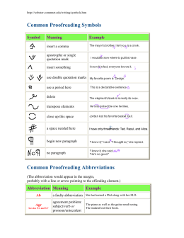 Webster`s Common Proofreading Symbols