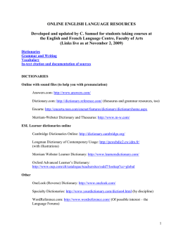 ONLINE ENGLISH LANGUAGE RESOURCES Developed and