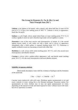 The Group Ia Elements (Li, Na, K, Rb, Cs) and Their Principle Ions