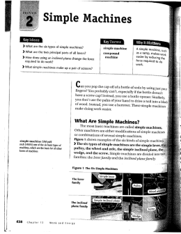 Page 1 X What are the six types of simple machines? X What are the