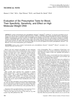 Evaluation of Six Presumptive Tests for Blood, Their Specificity