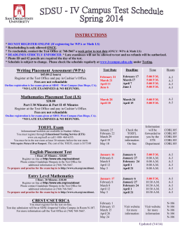 SPRING 2014 Test Schedule
