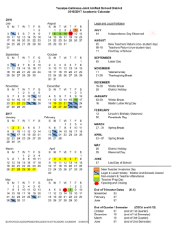 2016-2017 Academic Calendar - Yucaipa