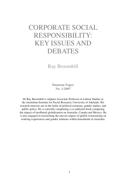 Corporate Social Responsibility: Key Issues and Debates