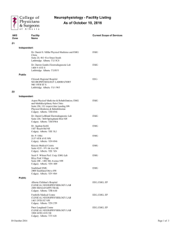 As of October 04, 2016 Neurophysiology - Facility Listing