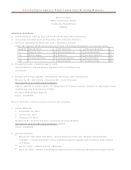 Fort Defiance Agency Road Committee Meeting Minutes