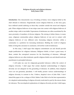 1 Religious diversity and religious tolerance Kelly James Clark