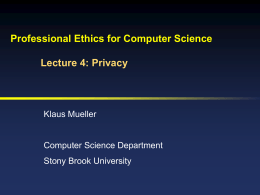 Privacy Protection And The Law - Department of Computer Science