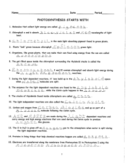 Page 1 N*— Pºtº — Period PHOTOSYNTHESIS STARTS WITH 1